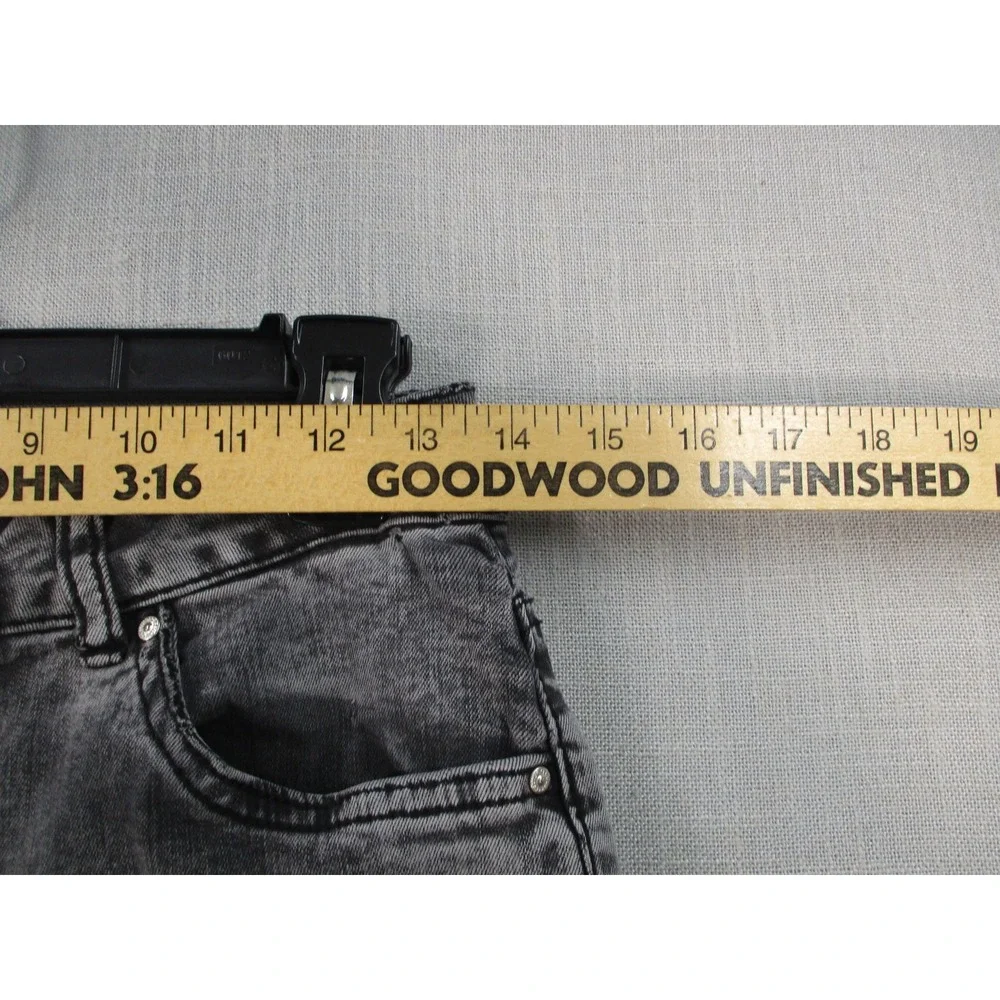 Acid Wash Gray Distressed Skinny Jeans High‎ Rise Ripped Denim Pants Womens